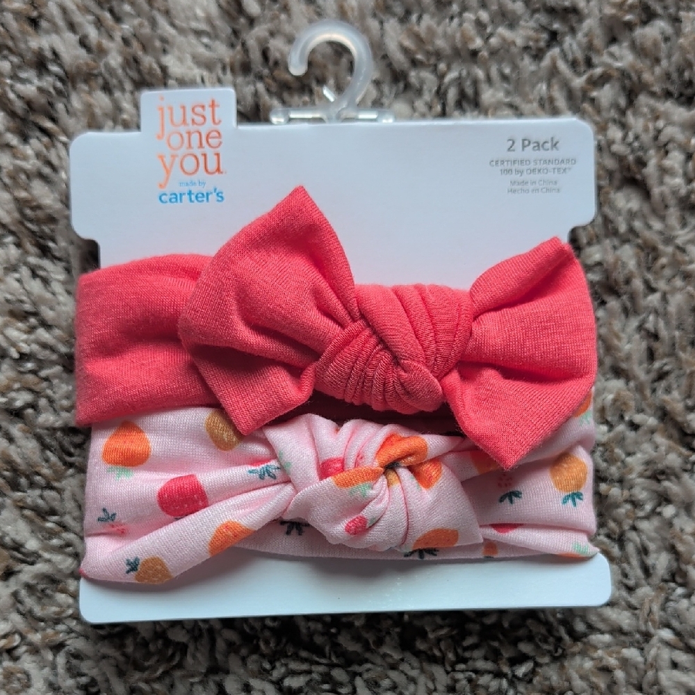 Carter's Coral and Pink Fruit Pattern Kids Headband Set